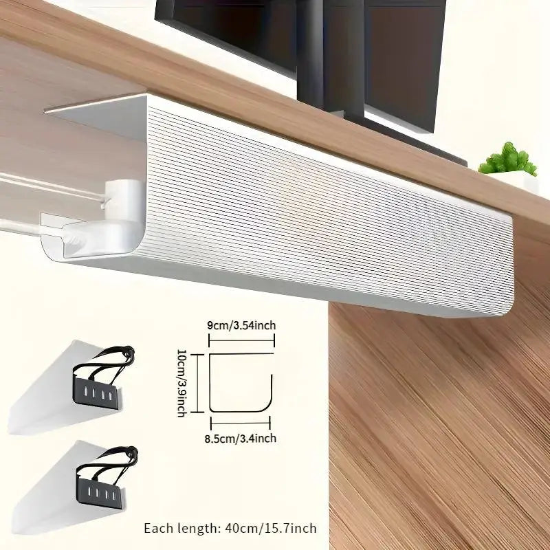 New 1PC 40cm/15.75inch PVC Under Table Cable Organizer Punch-free Office Wire Organizer Holder Easy Installation Wall-Mounted