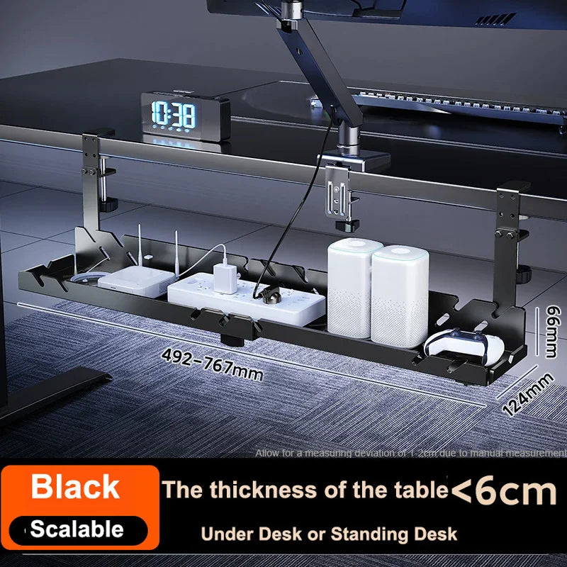 New Multi Functional Shelf Desk Under Table Hanging Metal Cable Holder Kitchen Organizer No-Drill Standing Desk Organizer