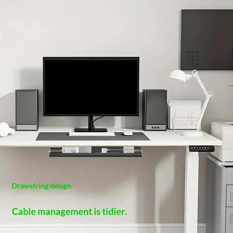 New 1PC 40cm/15.75inch PVC Under Table Cable Organizer Punch-free Office Wire Organizer Holder Easy Installation Wall-Mounted