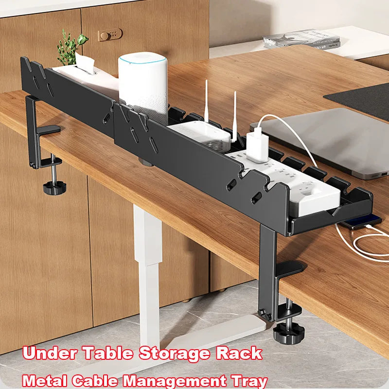 New Multi Functional Shelf Desk Under Table Hanging Metal Cable Holder Kitchen Organizer No-Drill Standing Desk Organizer