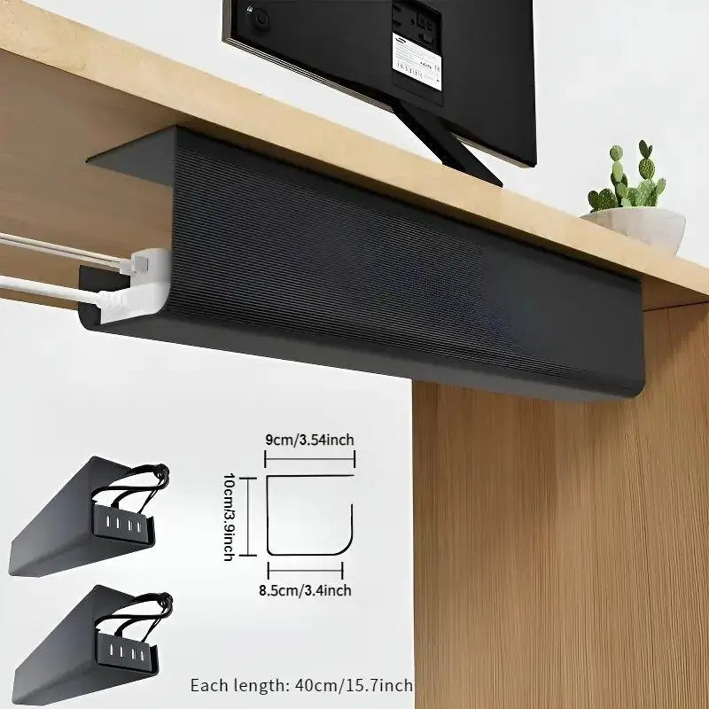 New 1PC 40cm/15.75inch PVC Under Table Cable Organizer Punch-free Office Wire Organizer Holder Easy Installation Wall-Mounted