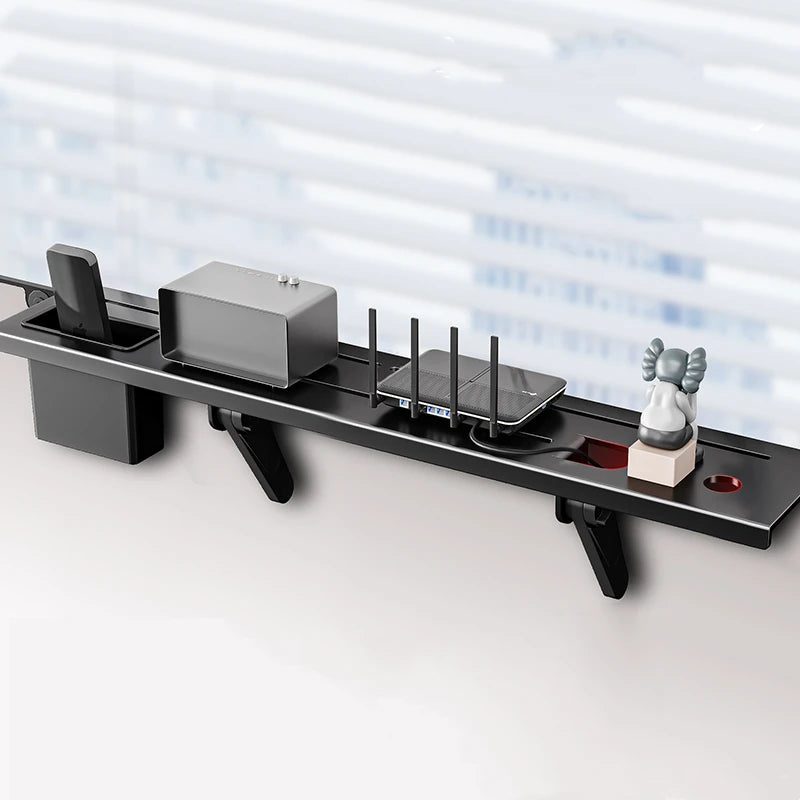 Adjustable TV Screen Top Shelf Computer Monitor Desktop Organizer Storage Rack TV Media Box, Router Shelf with 2 Storage Boxes