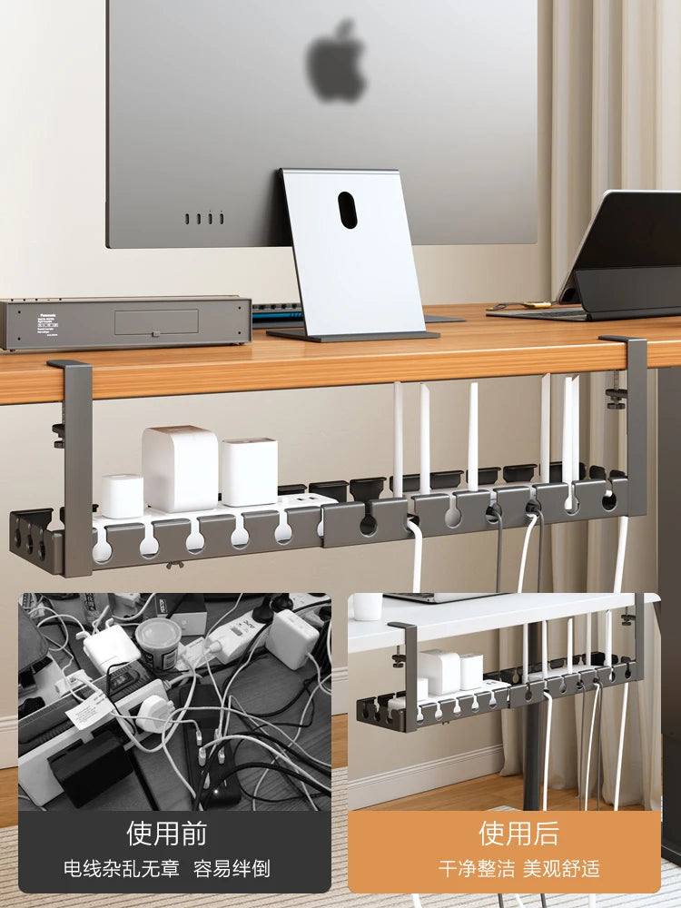 Under Desk Cable Management Tray,Extendable Sturdy Steel Under Desk Cord Hider Raceway,Power Strip Cord Holder Wire Management