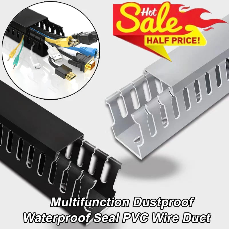 New PVC Dustproof Waterproof Seal Wiring Duct black flame-retardant Insulated Cable Duct Multifunction Hide Wiring Cables Cover