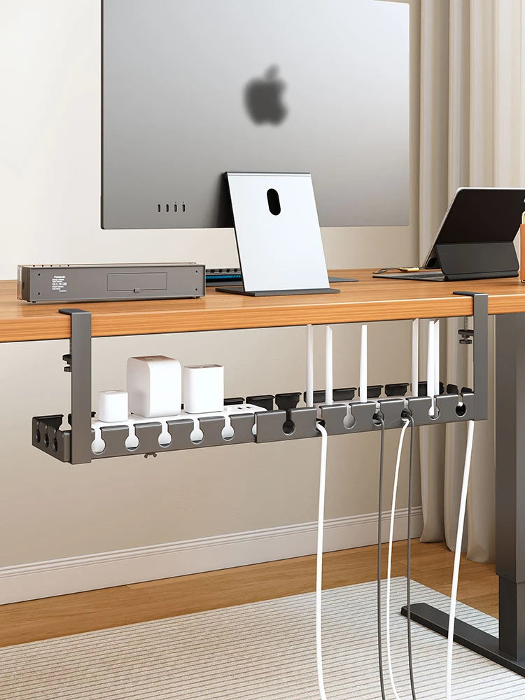 Under Desk Cable Management Tray,Extendable Sturdy Steel Under Desk Cord Hider Raceway,Power Strip Cord Holder Wire Management