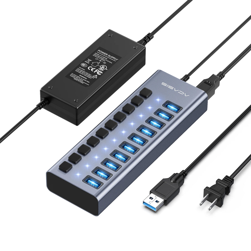 Acasis USB 3.1 10Gbps Hub 16/10/7 Ports Data Transfer Charge Individual Switch Indicator Light For Keyboard Mouse Printer