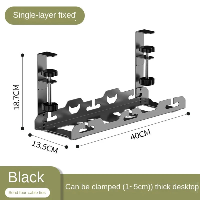 New Multi Functional Shelf Desk Under Table Hanging Metal Cable Holder Kitchen Organizer No-Drill Standing Desk Organizer