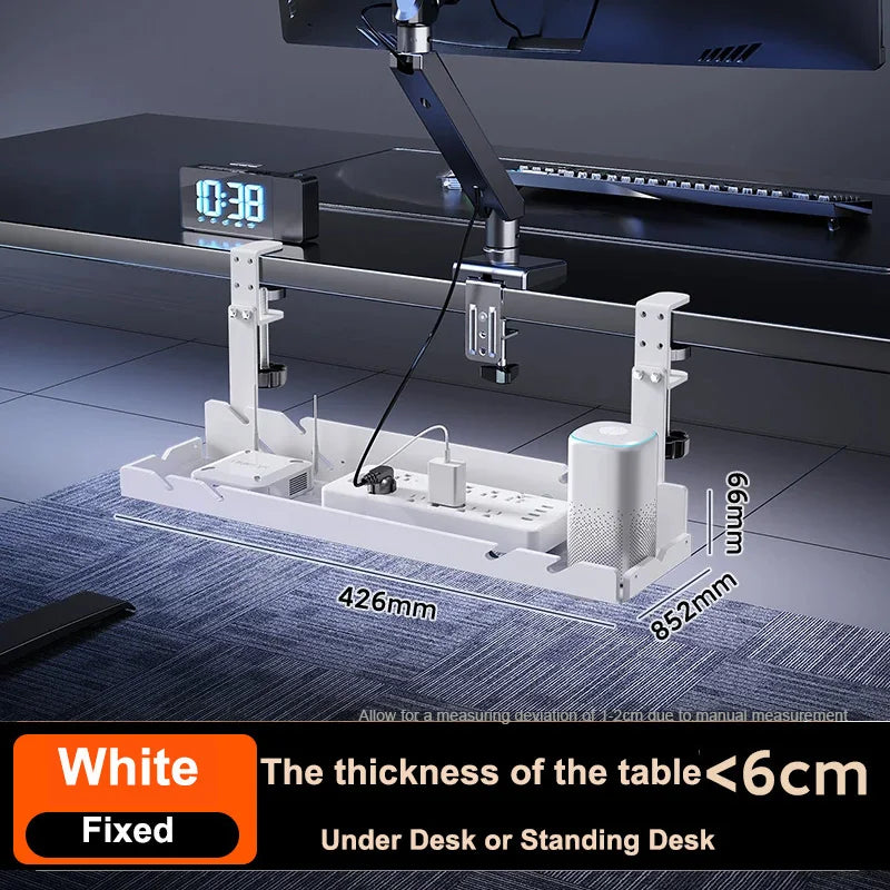 New Multi Functional Shelf Desk Under Table Hanging Metal Cable Holder Kitchen Organizer No-Drill Standing Desk Organizer